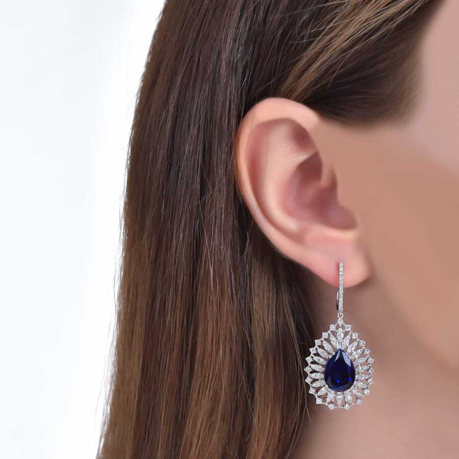 9,49 ct. Diamant Saphir Ohrringe