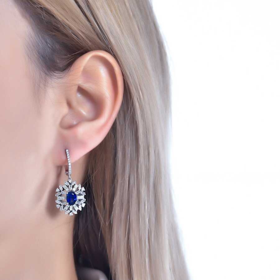 3.66 ct. Diamant Saphir Ohrringe