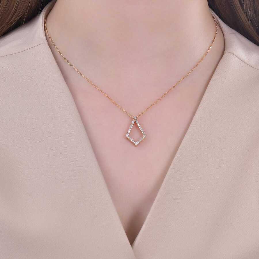0,34 ct. Diamant Baguette Halskette