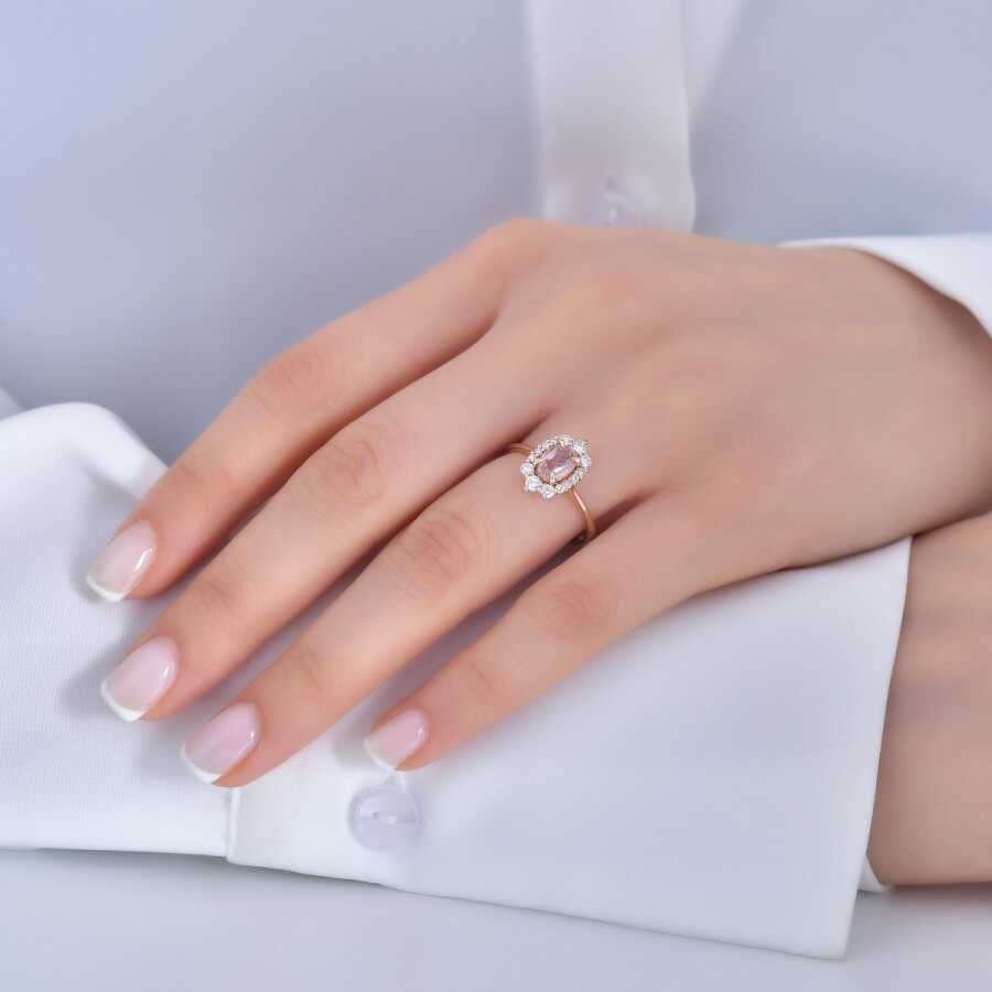 1,06 ct. Diamant Morganit Ring