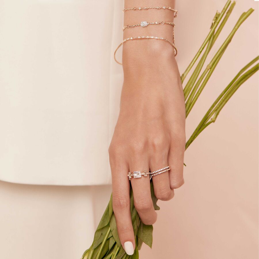 0,33 ct. Diamant Baguette Halb-Memoire-Ring