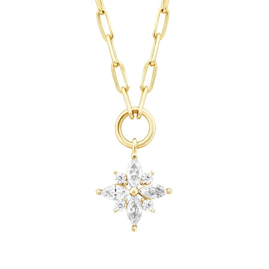 Gold Blume Halskette mit Stein