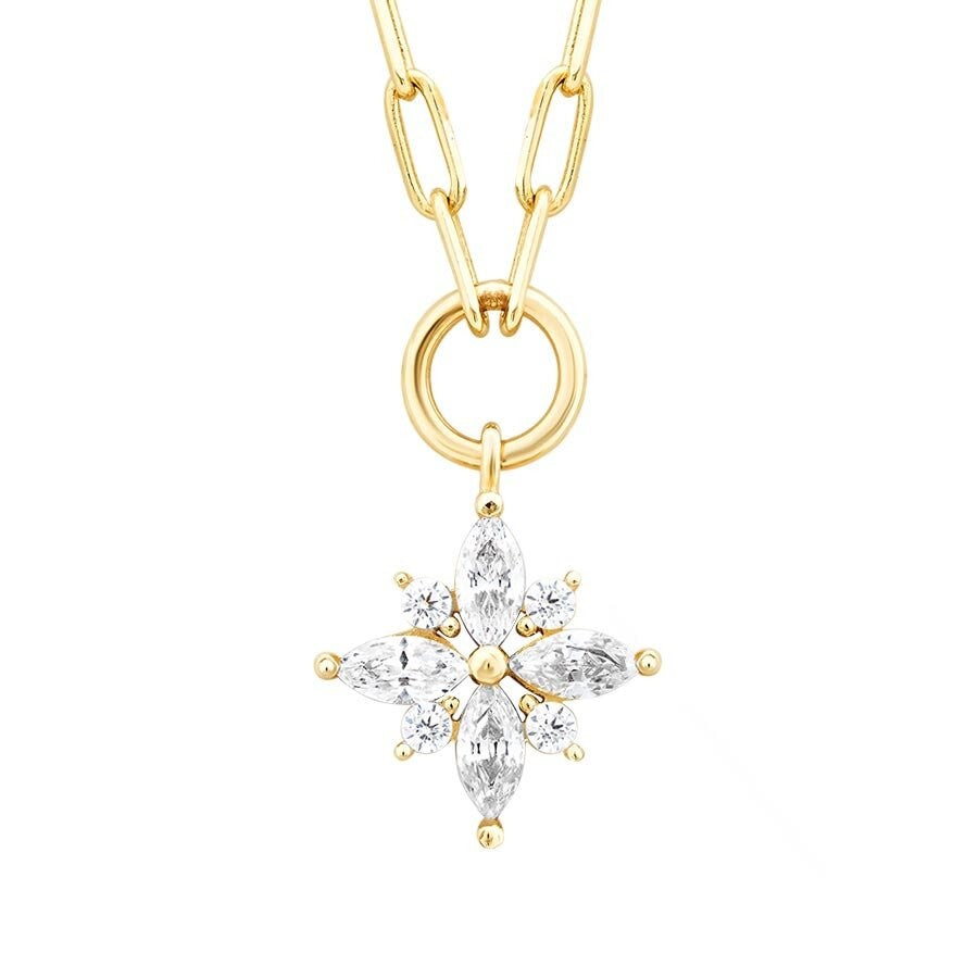 Gold Blume Halskette mit Stein