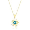 Gold Emaille Sonne und Auge Halskette