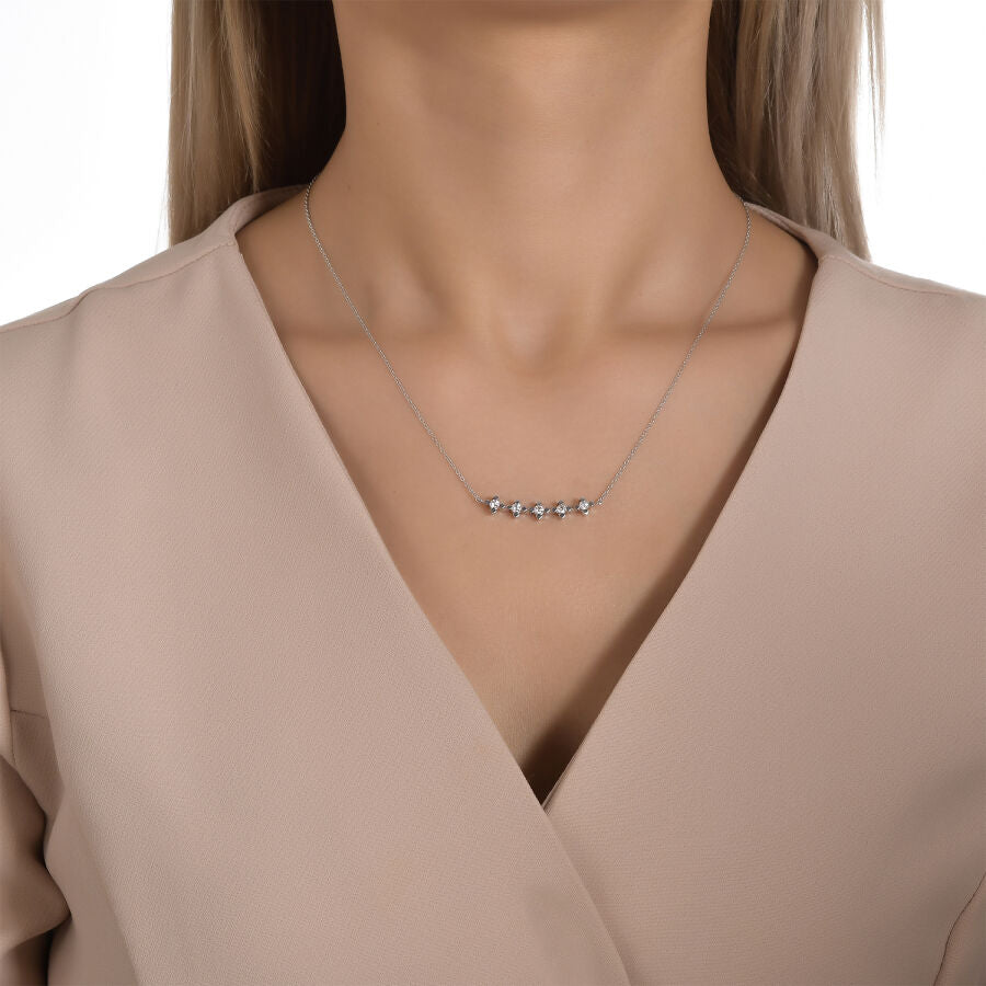 0,32 ct. Diamant Fünf-Stein Halskette
