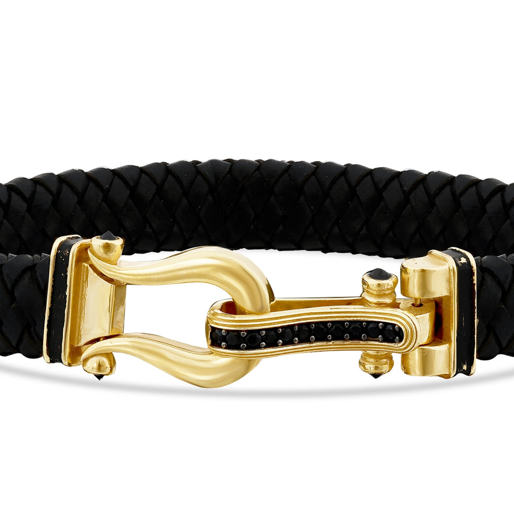 Gold Clasp Schwarz Detailliert Herren Armband
