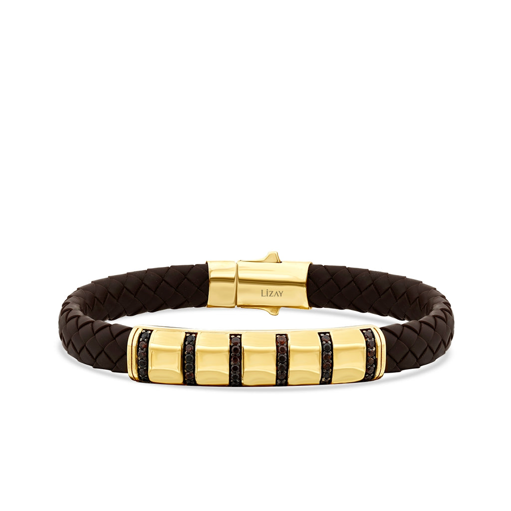 Gold Schwarz Stein Detailliert Herren Armband