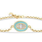 Gold Baguette Blau Emaille Armband