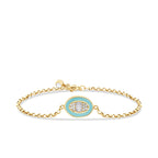 Gold Baguette Blau Emaille Armband