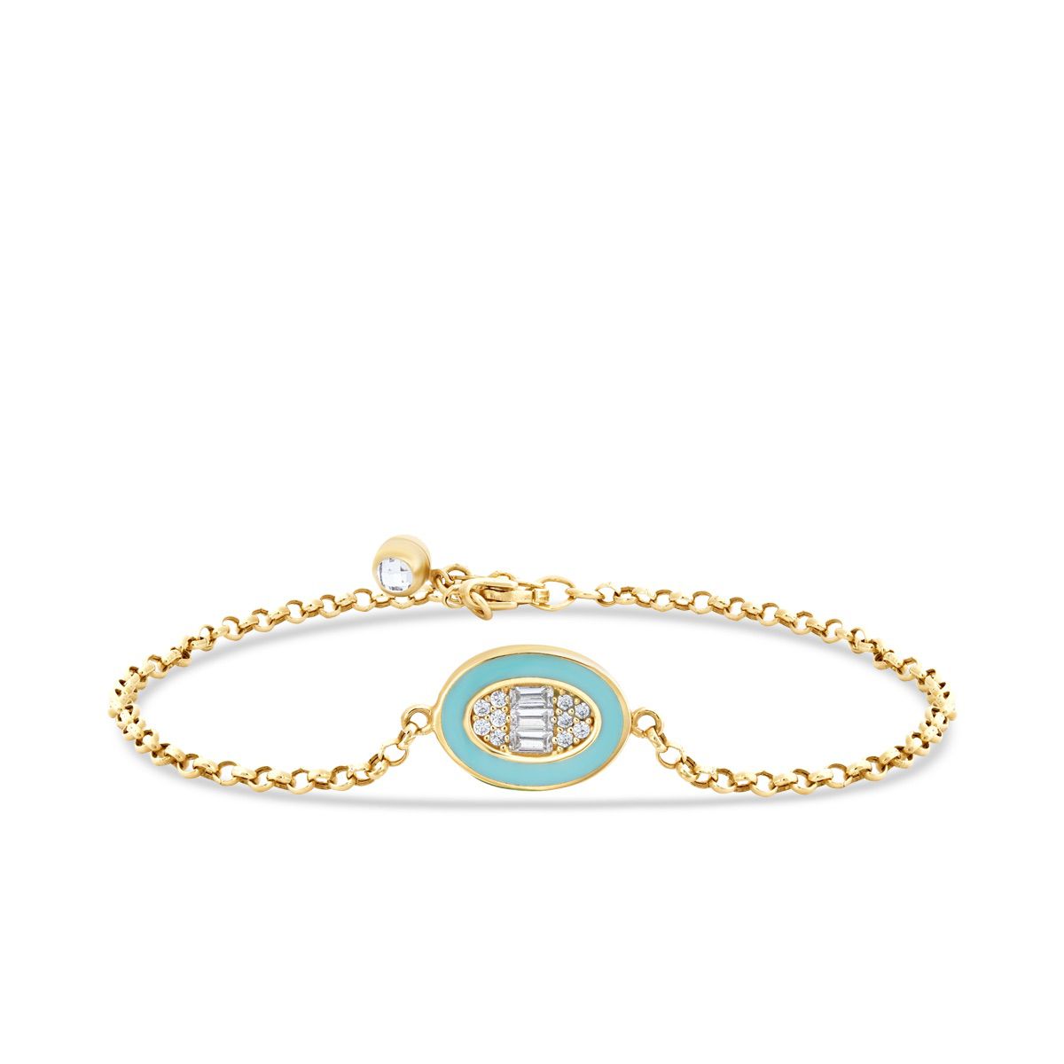 Gold Baguette Blau Emaille Armband