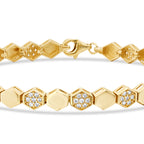 Gold Honigwabe Armband mit Stein