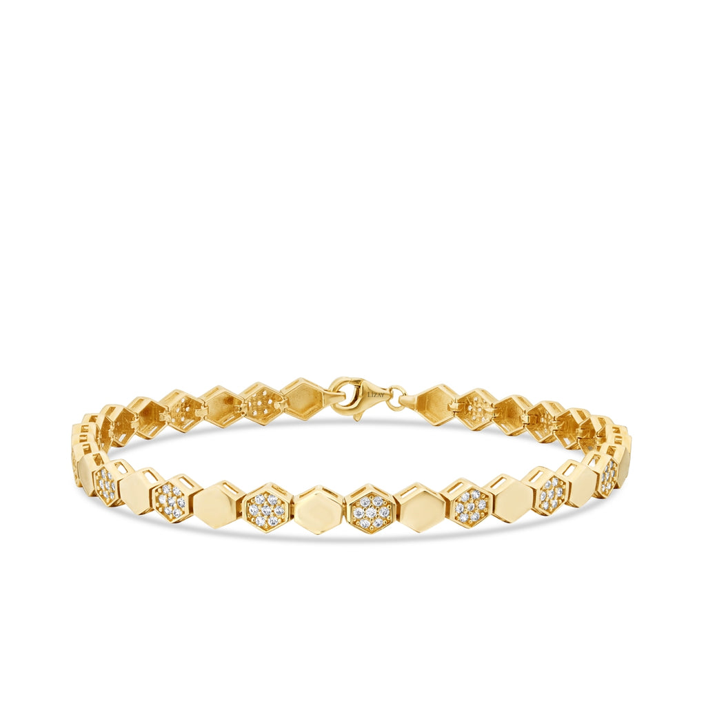 Gold Honigwabe Armband mit Stein