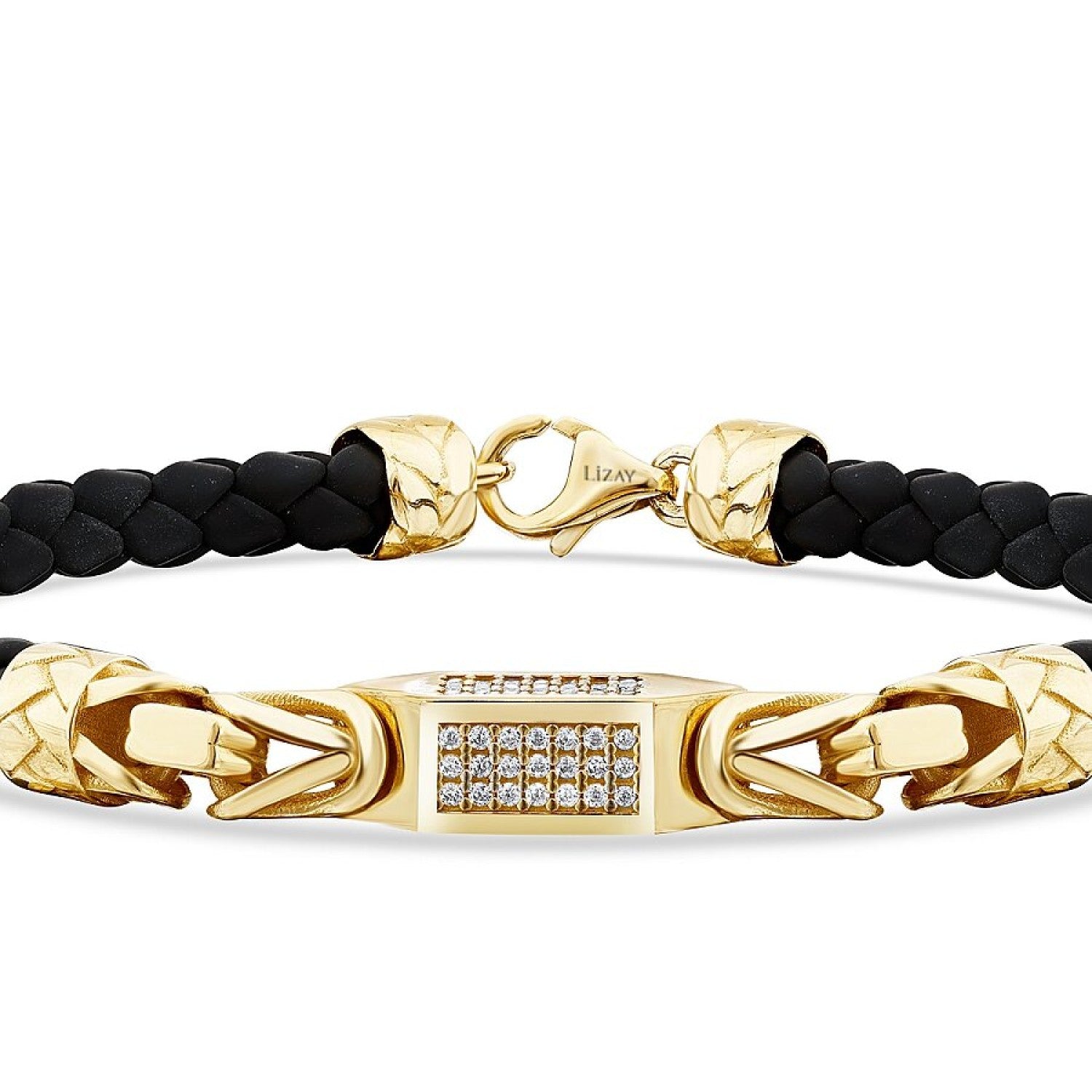 Gold Stein Rechteckig Detailliert Herren Armband