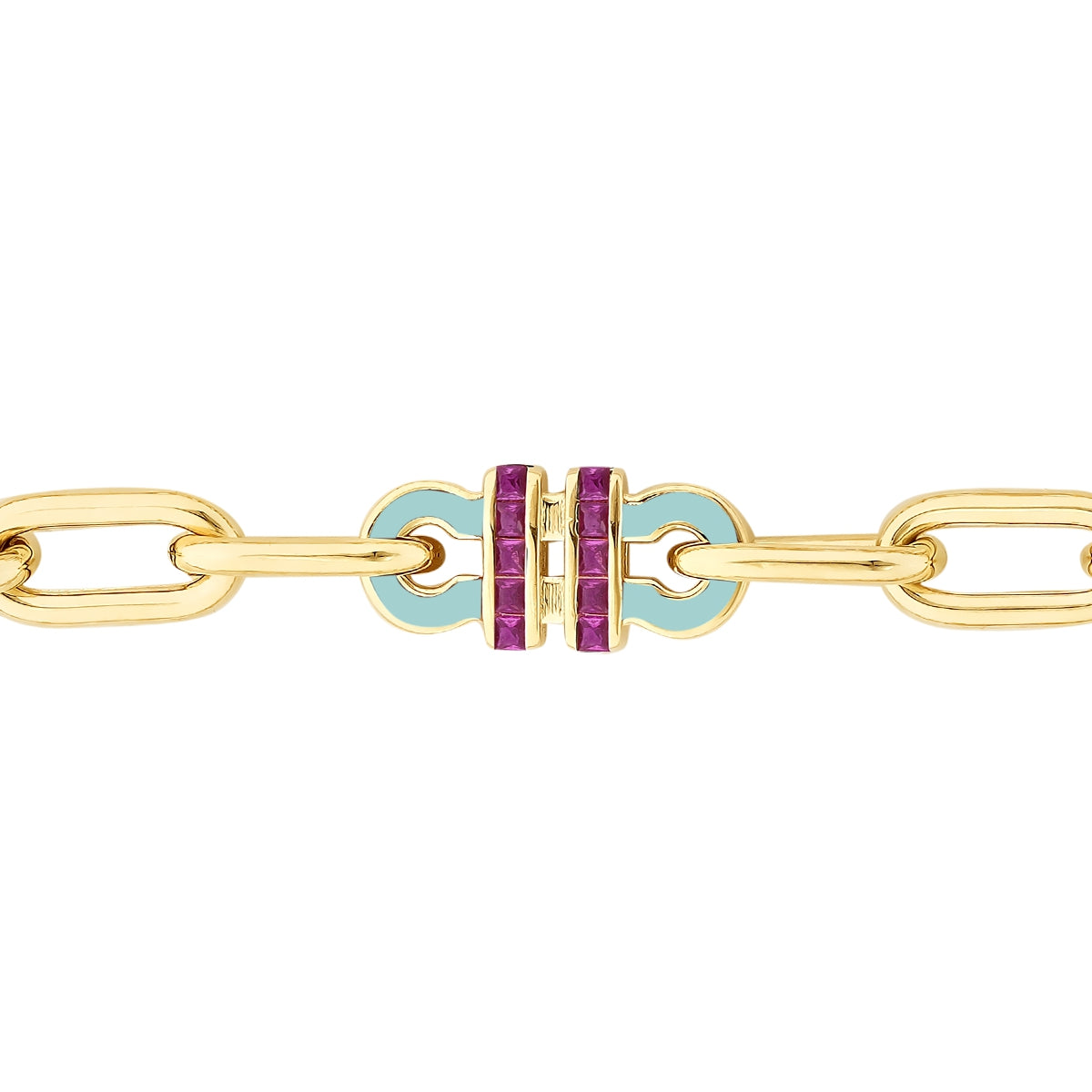 Gold Trend Gliederarmband mit Fuchsia Stein