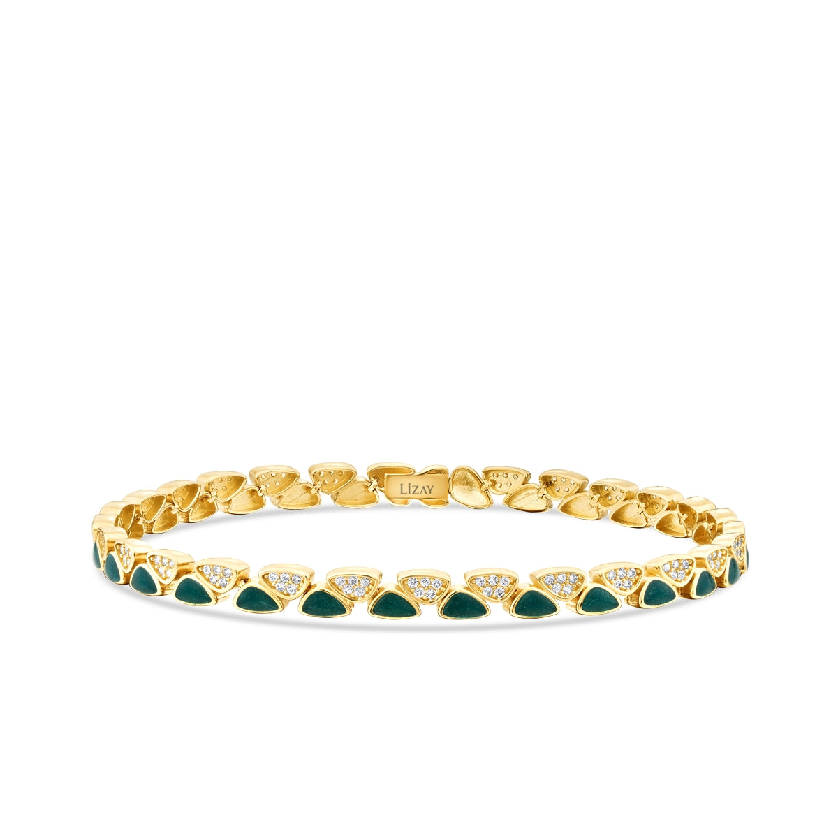 Gold Grün Emaille Armband mit Stein