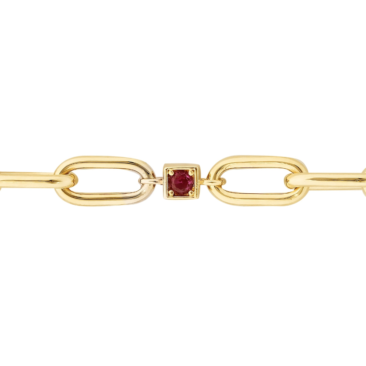 Gold Gliederarmband mit Fuchsia Stein