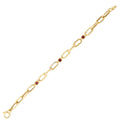 Gold Gliederarmband mit Fuchsia Stein