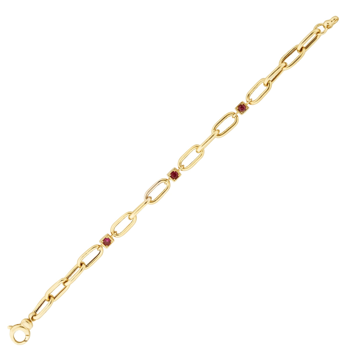 Gold Gliederarmband mit Fuchsia Stein