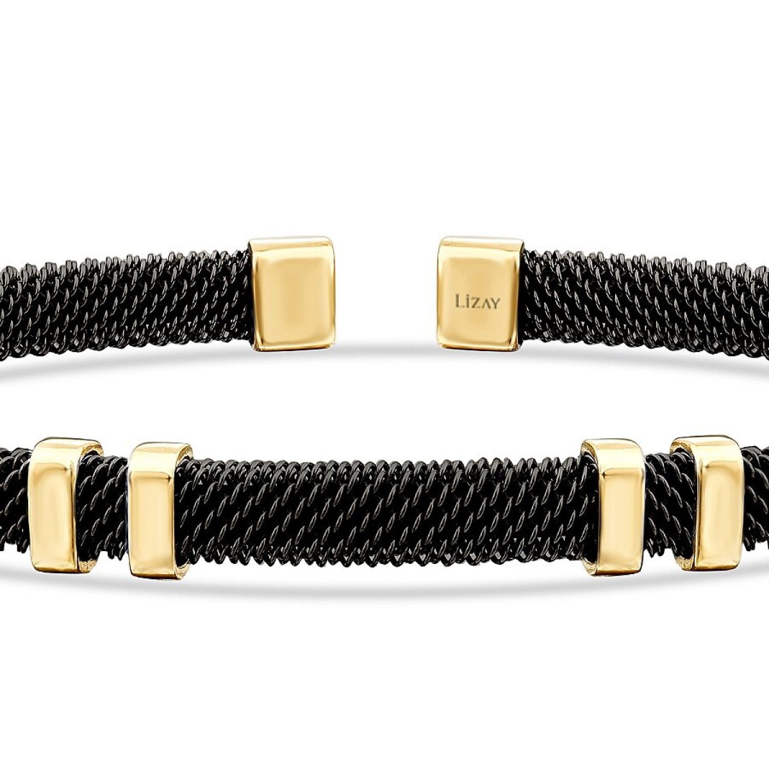 Gold Detailliert Schwarz Herren Armband
