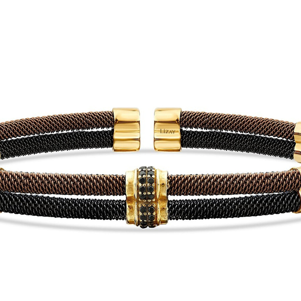 Gold Double Row Stein Detailliert Herren Armband