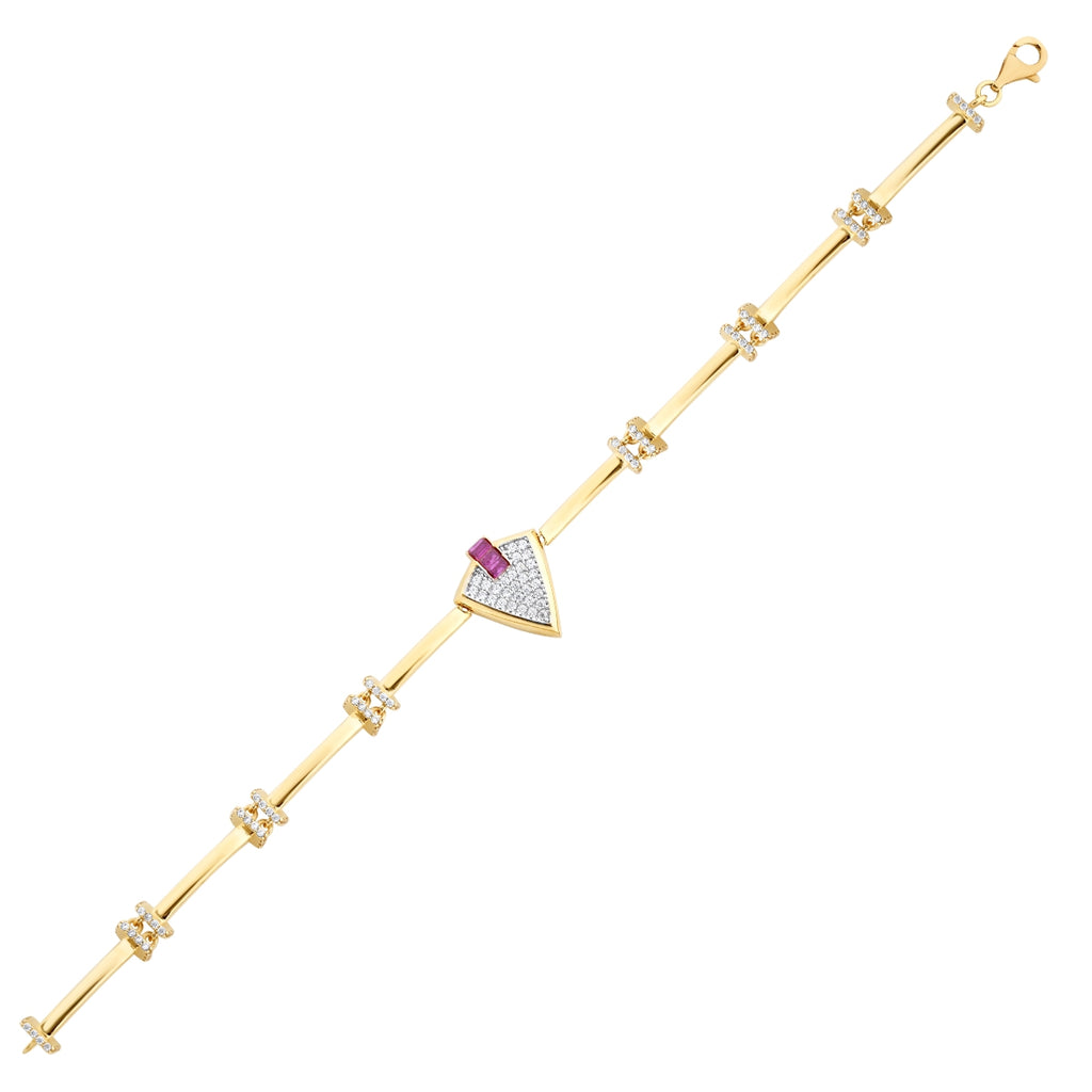 Gold Fuchsia Stein Dreiecksform Trend Armband