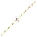 Gold Fuchsia Stein Dreiecksform Trend Armband