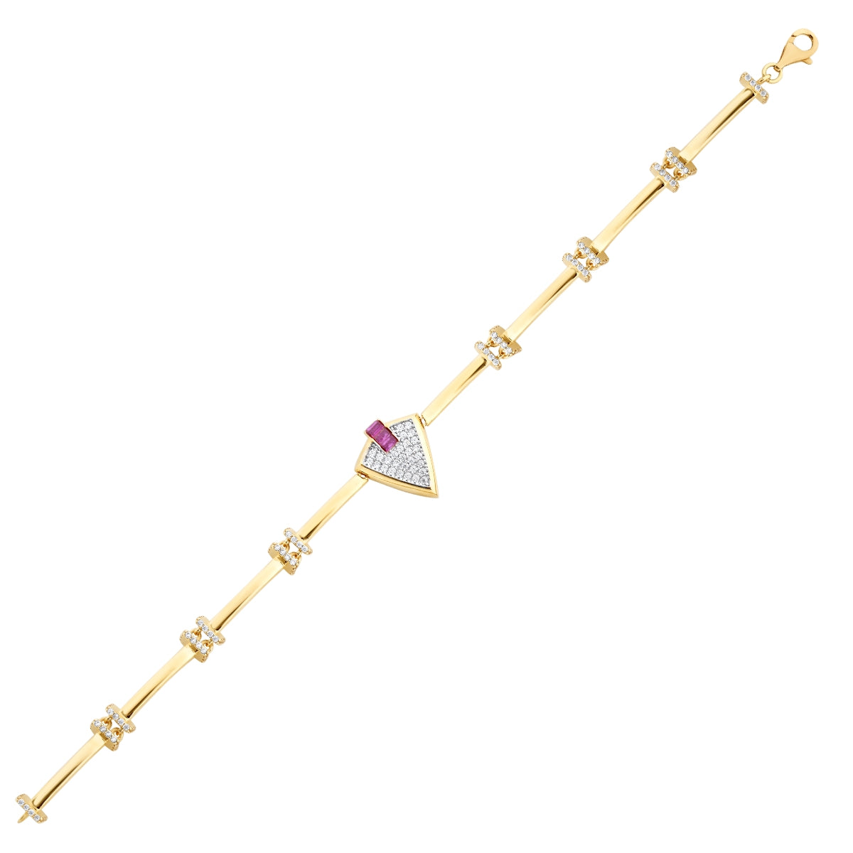 Gold Fuchsia Stein Dreiecksform Trend Armband