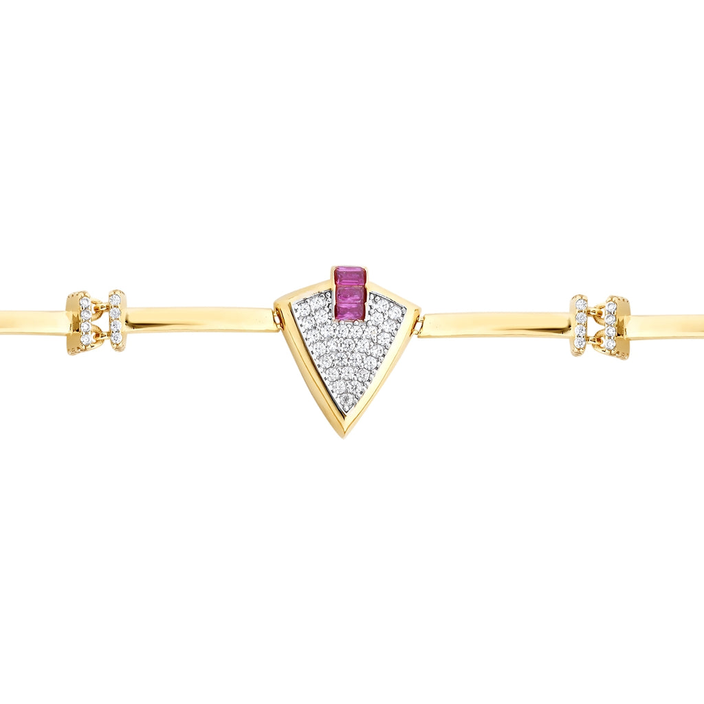 Gold Fuchsia Stein Dreiecksform Trend Armband