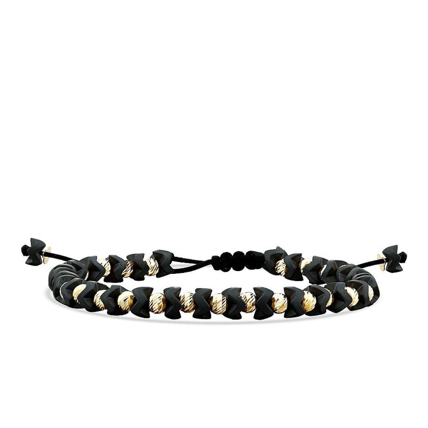 Gold Detailliert Schwarz Herren Perlenarmband