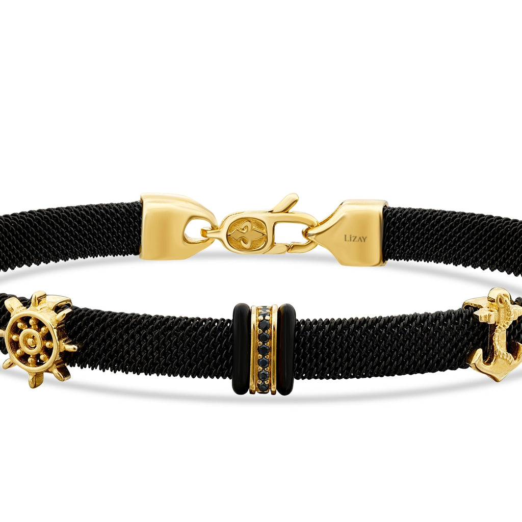 Gold Anker und Ruder Detailliert Herren Armband