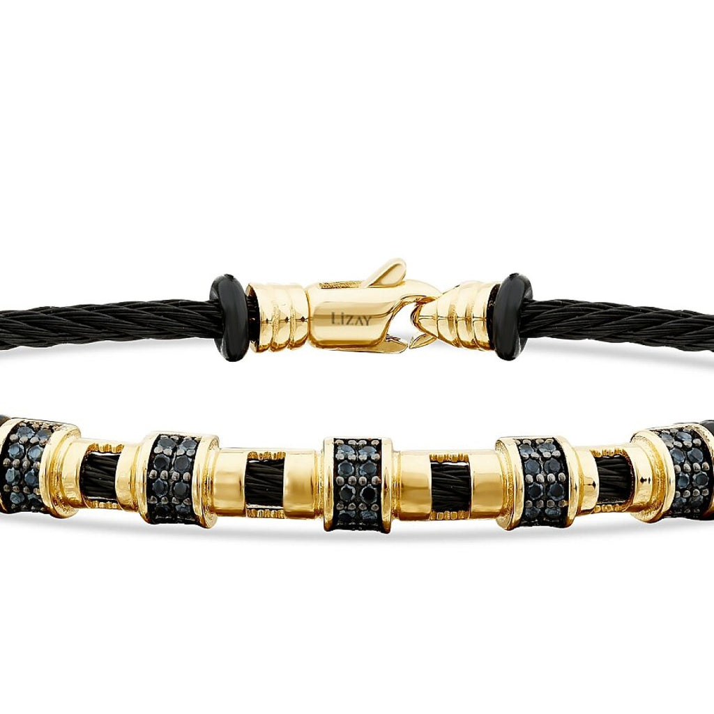 Gold Onyx Schwarz Stein Herren Armband