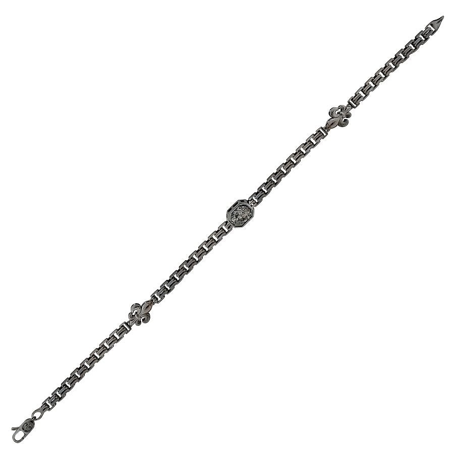 Gold Lion Motif Schwarz Herren Armband