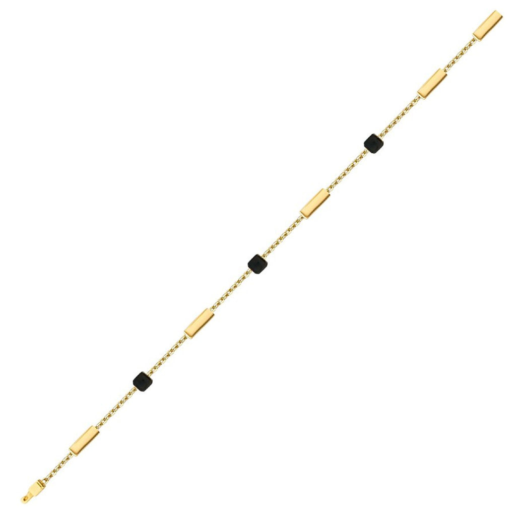 Gold Schwarz Quadrat Detailliert Herren Armband