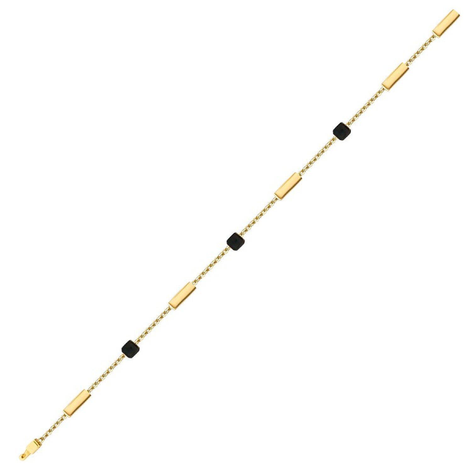 Gold Schwarz Quadrat Detailliert Herren Armband