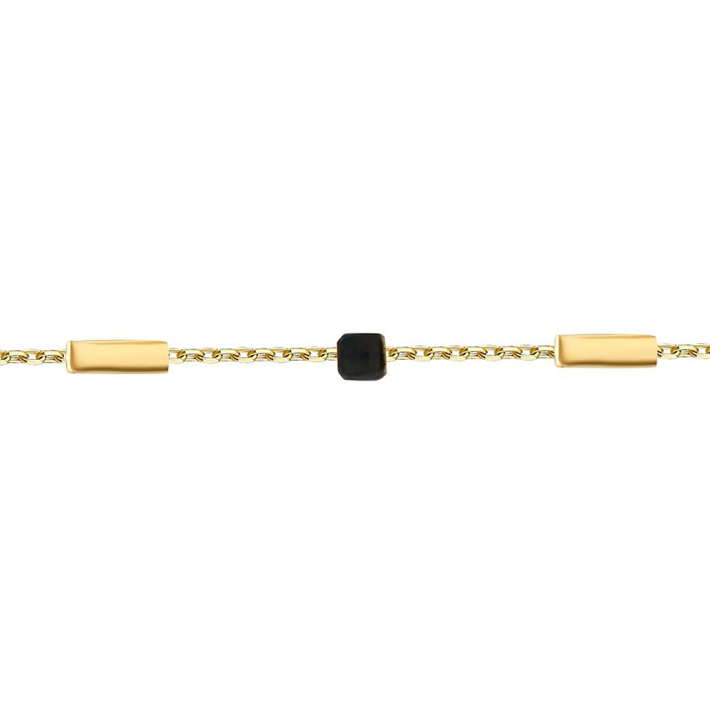 Gold Schwarz Quadrat Detailliert Herren Armband