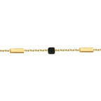 Gold Schwarz Quadrat Detailliert Herren Armband