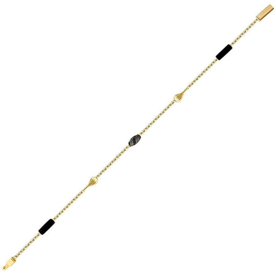 Gold Schwarz Spinel Stein Herren Armband