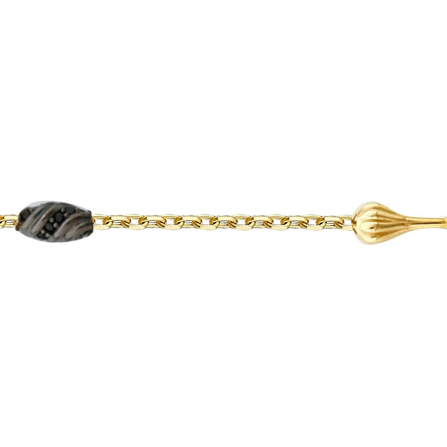 Gold Schwarz Spinel Stein Herren Armband