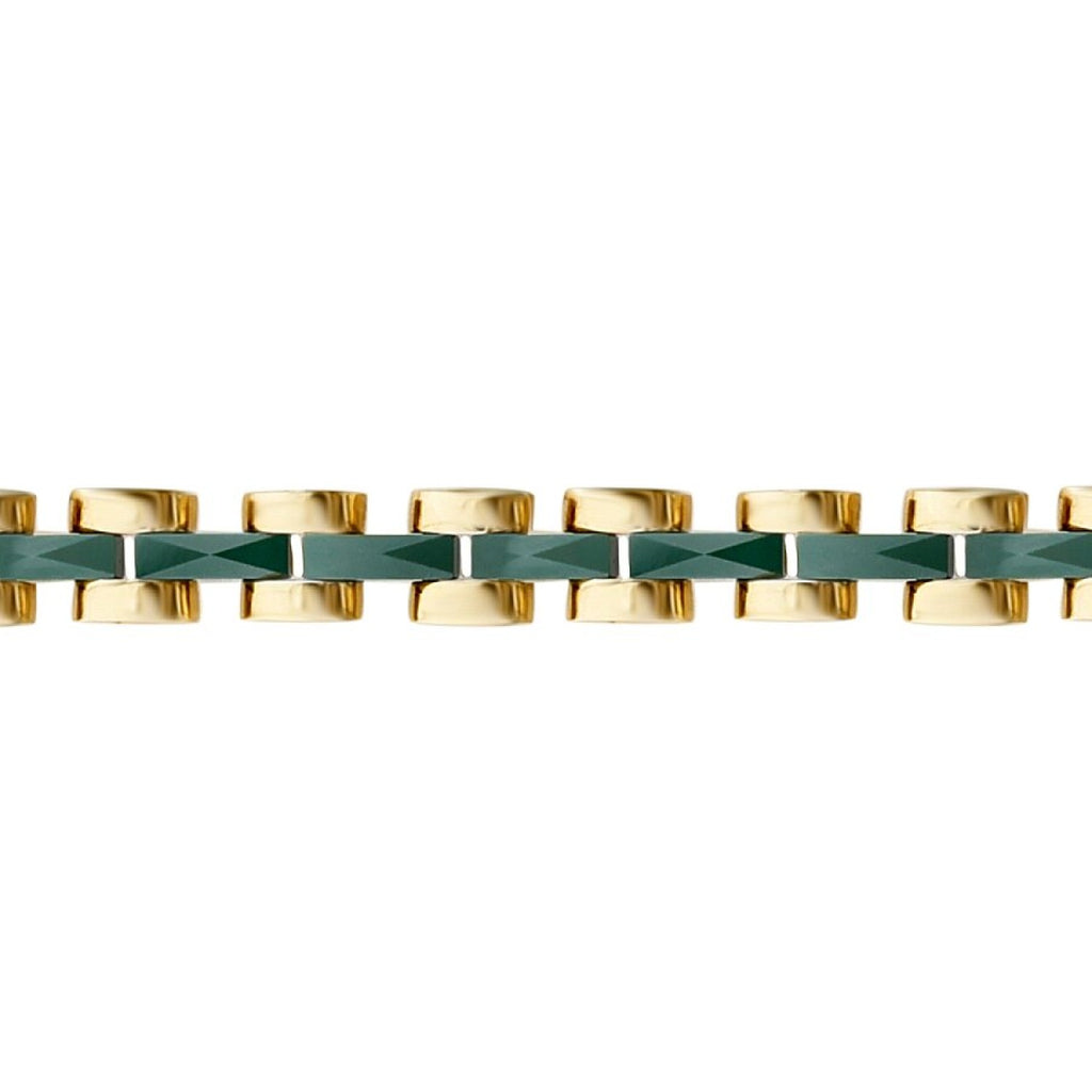 Gold Grün Emaille Herren Armband
