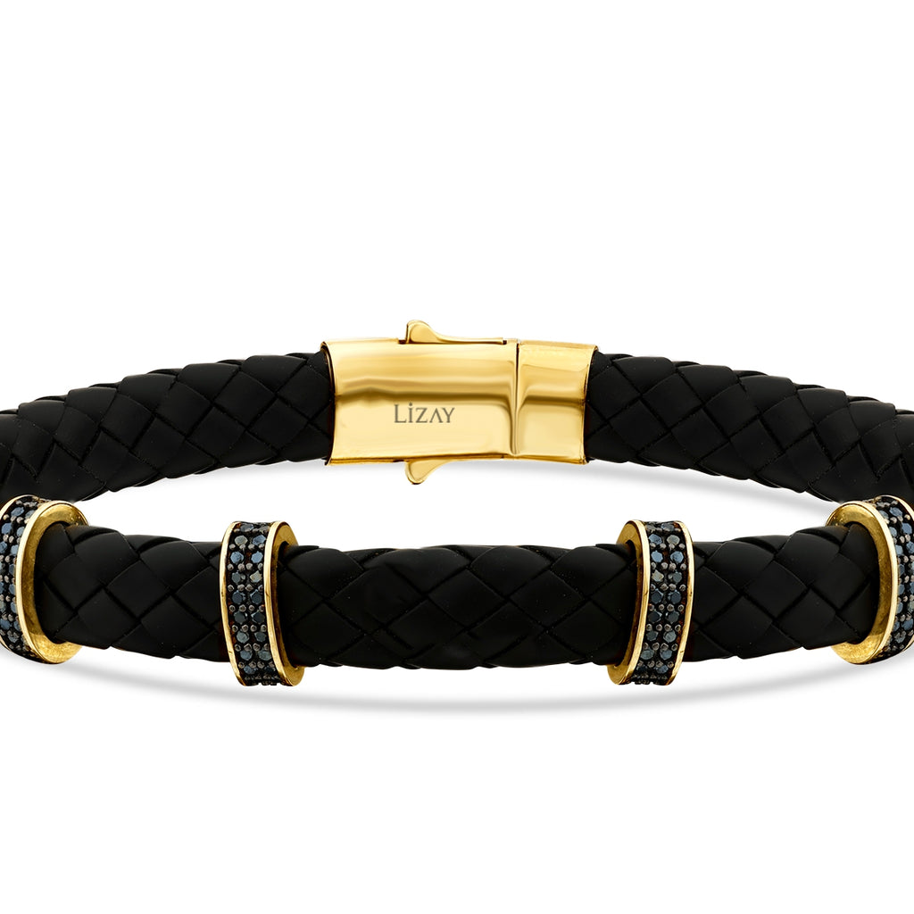Gold Schwarz Stein Detail Herren Armband