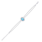 0.63 Karat Diamant Baguette Blue Topaz Armband