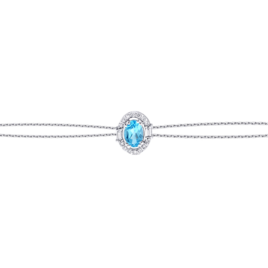 0.63 Karat Diamant Baguette Blue Topaz Armband