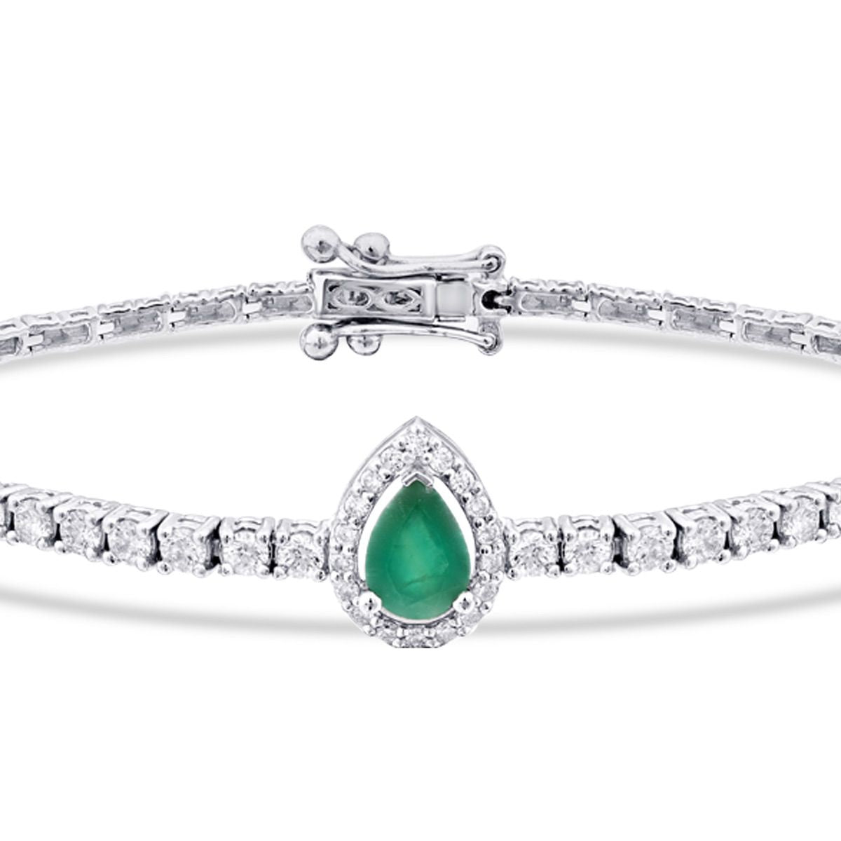 2.45 ct. Diamant Tropfen Smaragd Armband