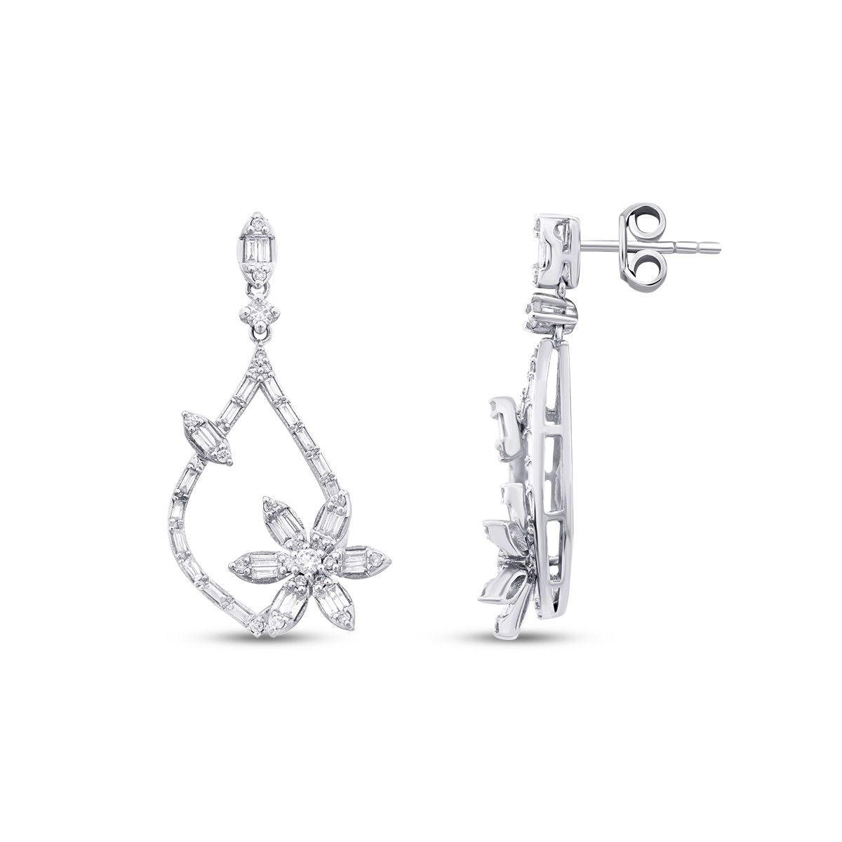 0.80 ct. Diamant Baguette Blume Ohrringe