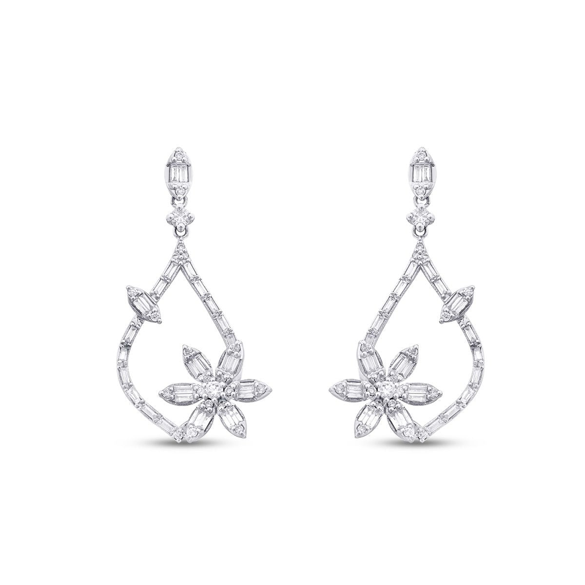 0.80 ct. Diamant Baguette Blume Ohrringe