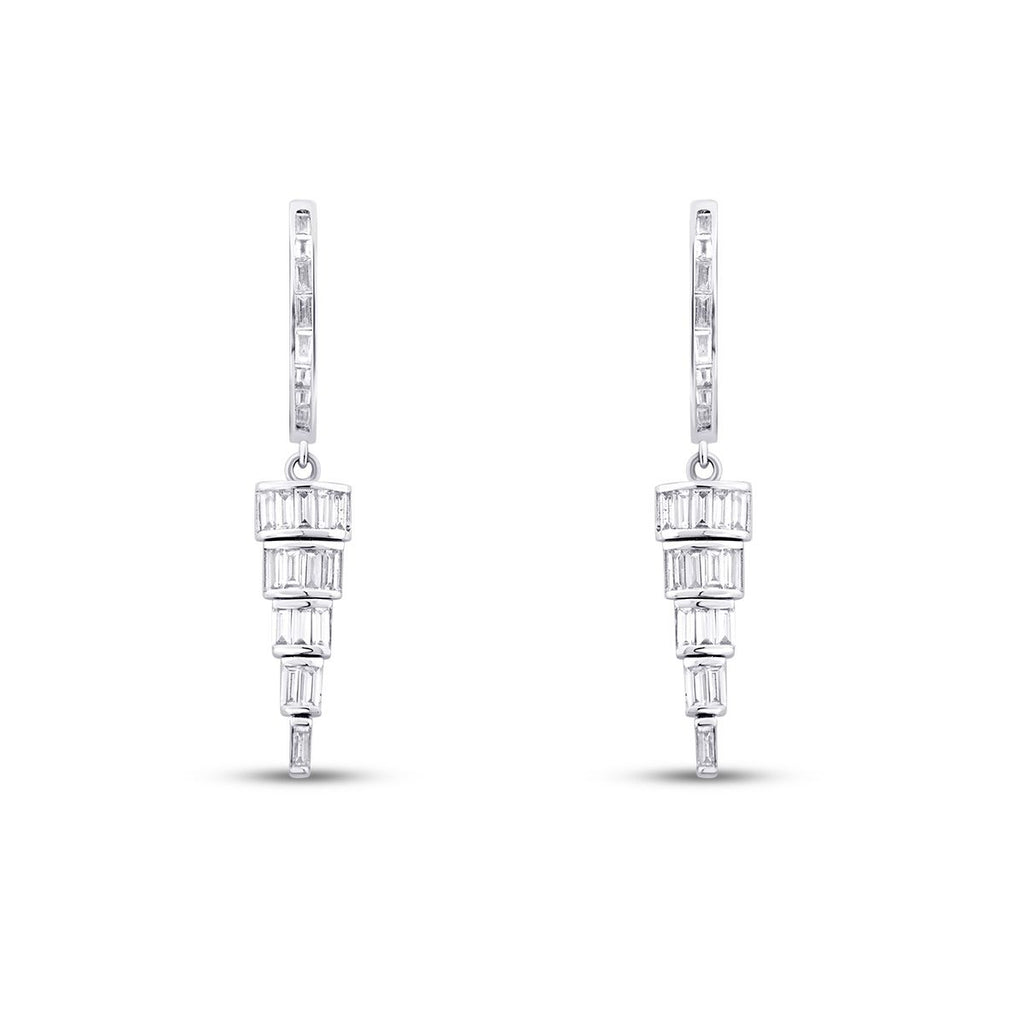 0.83 Karat Diamant Baguette Stein Hängende Ohrringe