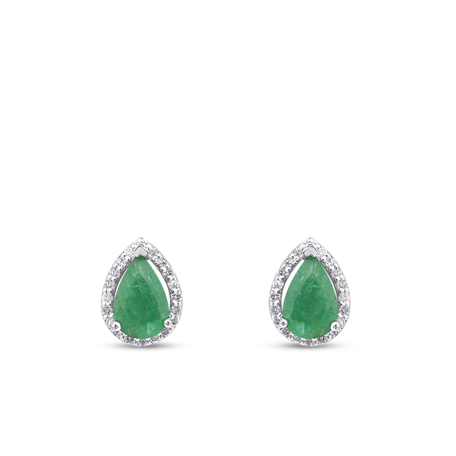 0.92 Karat Diamant Tropfen Smaragd Ohrringe