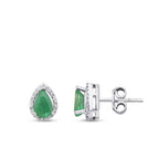 0.92 Karat Diamant Tropfen Smaragd Ohrringe