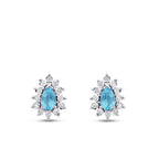 1.18 Karat Diamant Tropfen Blue Topaz Ohrringe