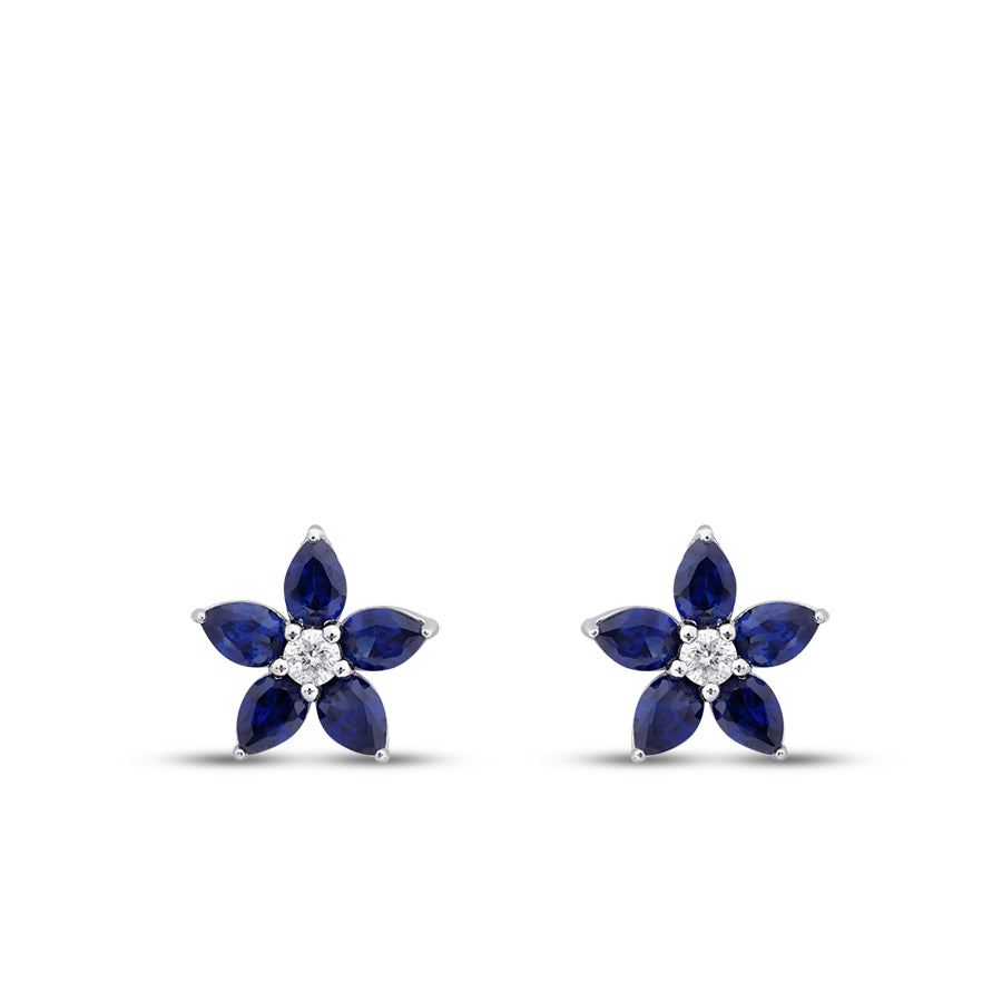 1.24 Karat Diamant Tropfen Saphir Blume Ohrringe
